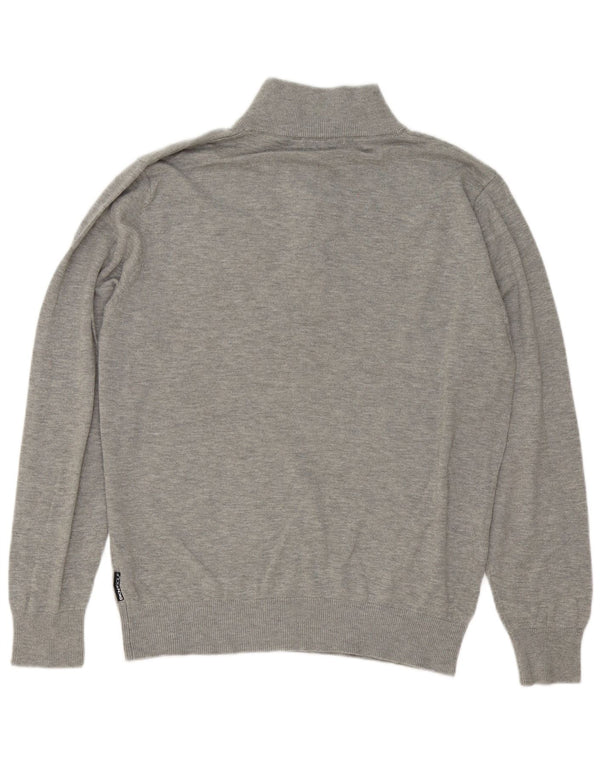 Maglione da uomo Dkny con zip sul collo, grande cotone chiazzato grigio