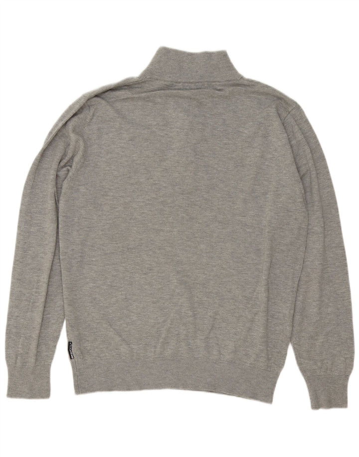 Maglione da uomo Dkny con zip sul collo, grande cotone chiazzato grigio