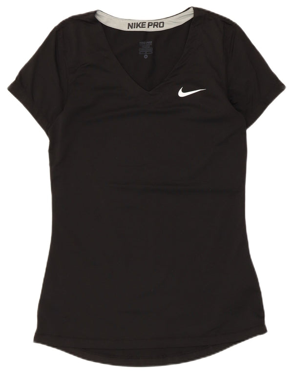 T-shirt Nike Dri Fit da donna Top UK 12 Medium Nero Poliestere