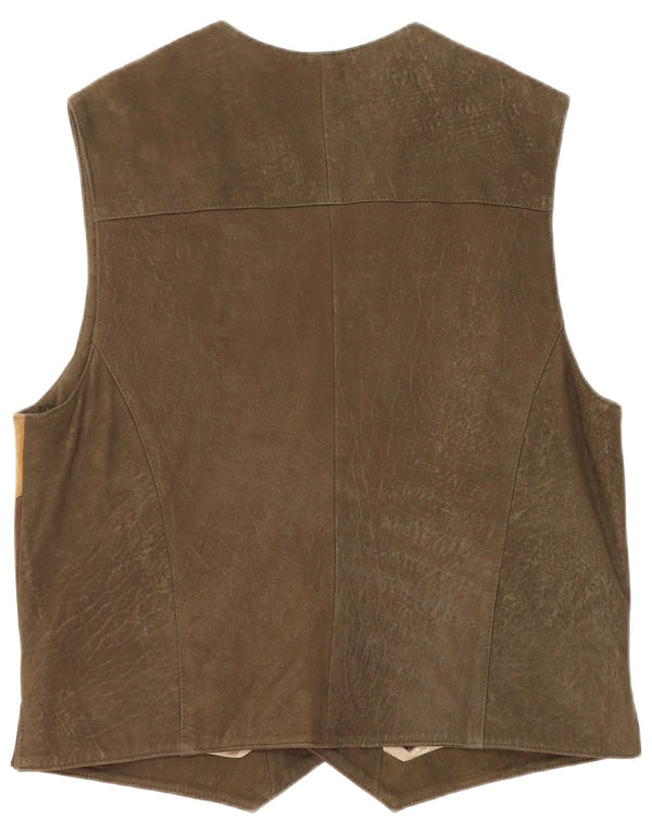 Gilet da uomo in pelle scamosciata grafica Trachten Alphorn EU 52 Large Khaki Colourblock
