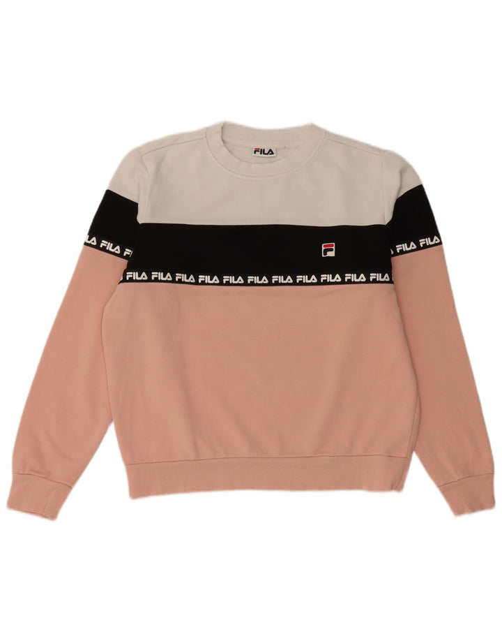 Felpa grafica da donna Fila Jumper UK 10 Small Pink Colourblock