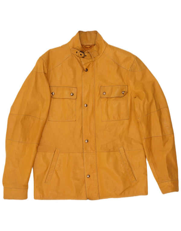 Giacca Utility In Pelle Da Uomo Conbipel IT 48 Giallo Medio