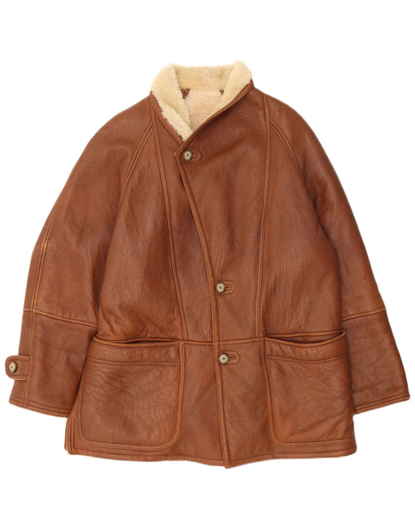 Giacca in shearling vintage da uomo IT 52 XL Shearling marrone