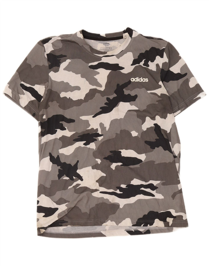 T-shirt Adidas Climalite da uomo Top grande in poliestere mimetico grigio