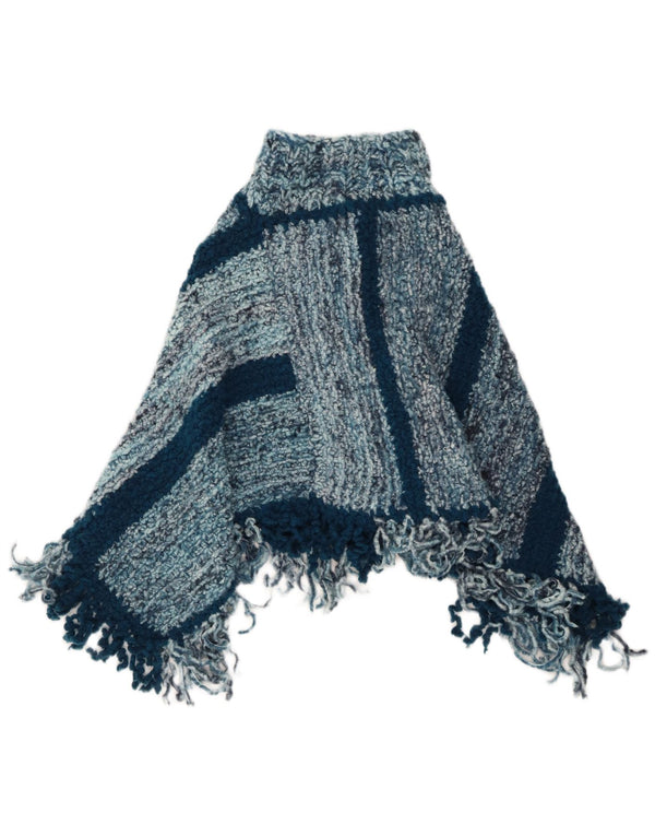 Maglione poncho da donna VINTAGE taglia unica a righe blu