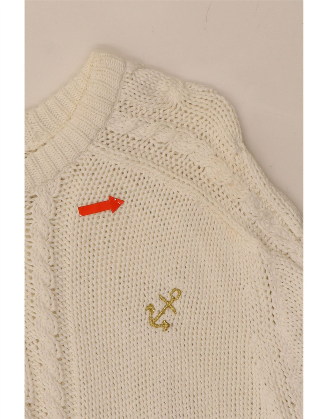 DOLORES Womens Boat Neck Jumper Sweater EU 38 Medium White Cotton Vintage Dolores and Second-Hand Dolores from Messina Hembry 