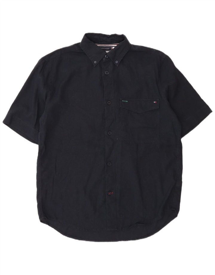 Camicia a maniche corte da uomo Tommy Hilfiger Lino medio blu navy