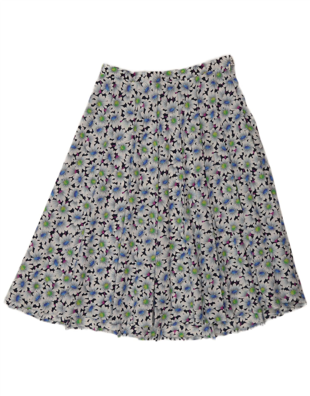 Gonna a pieghe vintage da donna W32 grande floreale multicolore