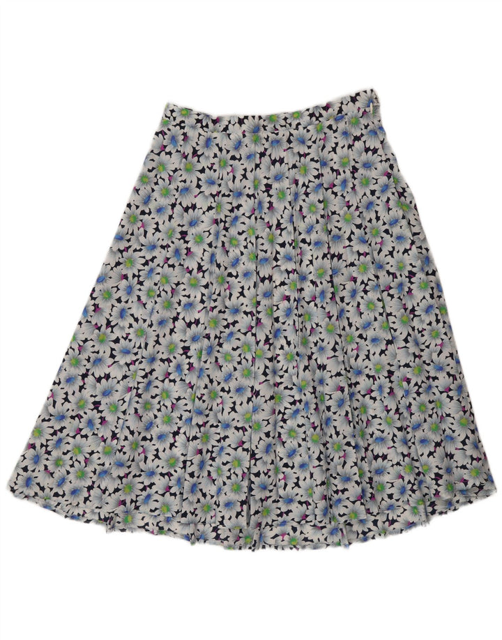 Gonna a pieghe vintage da donna W32 grande floreale multicolore