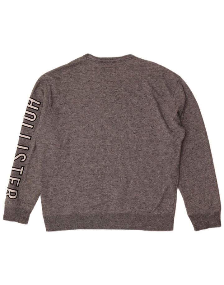 Felpa grafica da uomo Hollister Jumper XL in cotone grigio