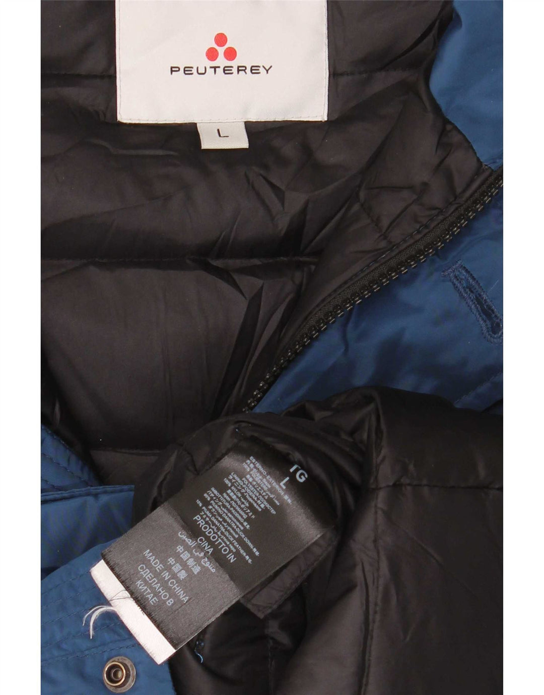 PEUTEREY Giacca parka imbottita con cappuccio da donna UK 14 grande poliestere blu