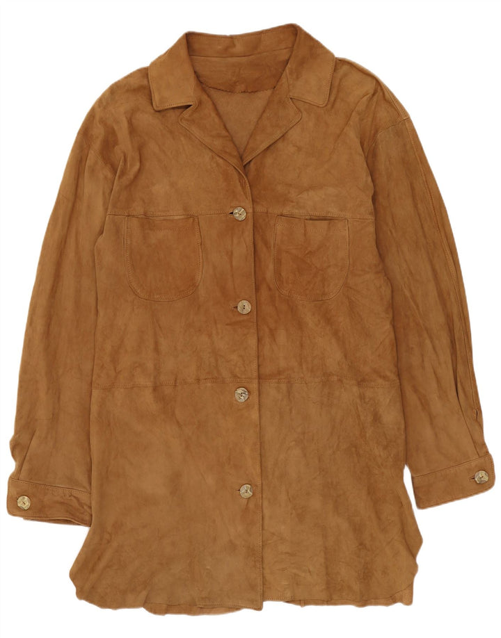 Soprabito vintage da donna in pelle scamosciata IT 42 in pelle beige medio