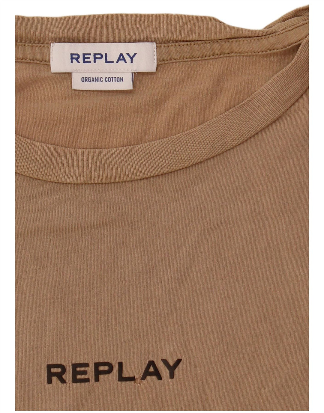 T-shirt da uomo Replay Top grande in cotone beige