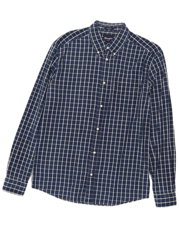 Camicia Wrangler da uomo vestibilità regolare in cotone a quadri blu navy medio