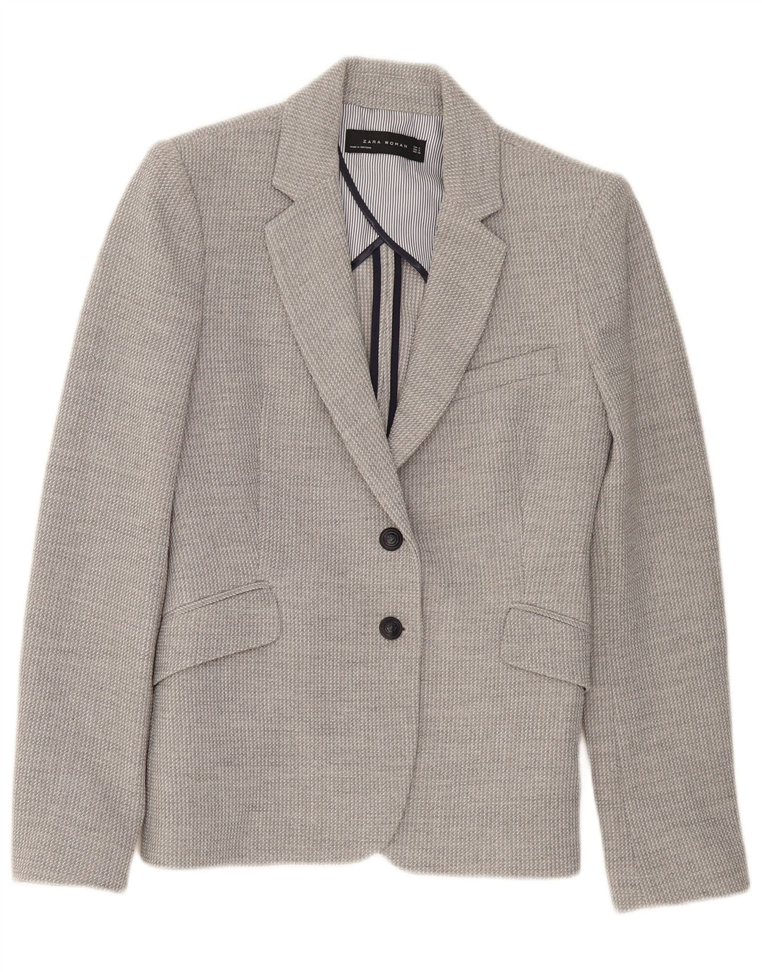 Giacca blazer a 2 bottoni da donna Zara UK 10 piccola viscosa grigia