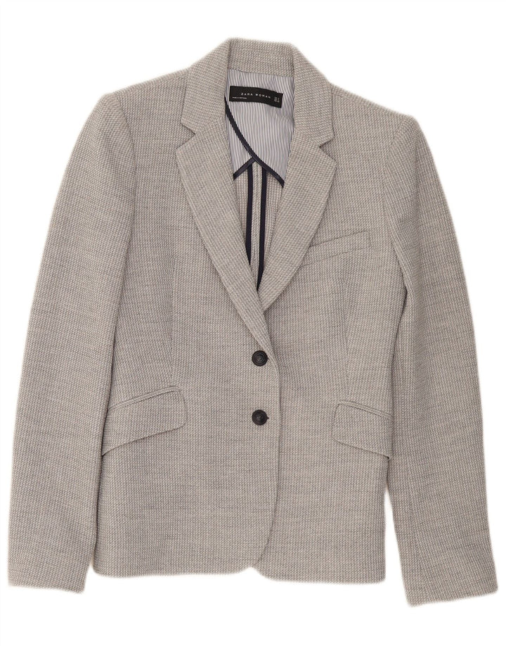 Giacca blazer a 2 bottoni da donna Zara UK 10 piccola viscosa grigia