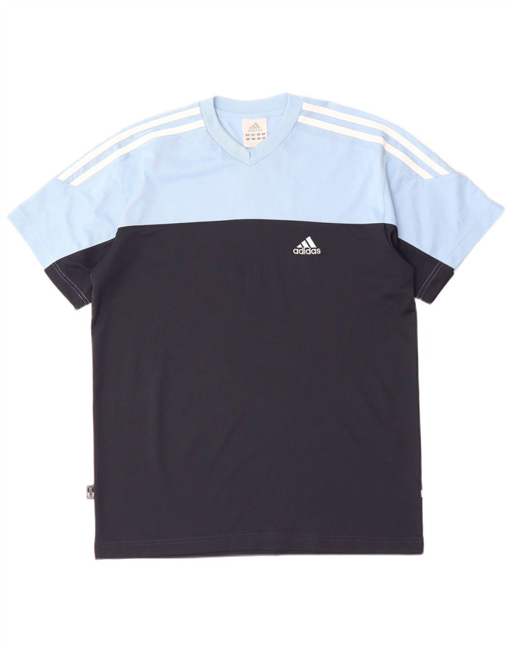 T-shirt da uomo ADIDAS Top UK 34/36 Small Blu Colourblock in cotone