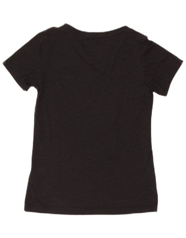 NIKE T-shirt grafica da donna con taglio atletico Top UK 10 Small Nero Poliestere