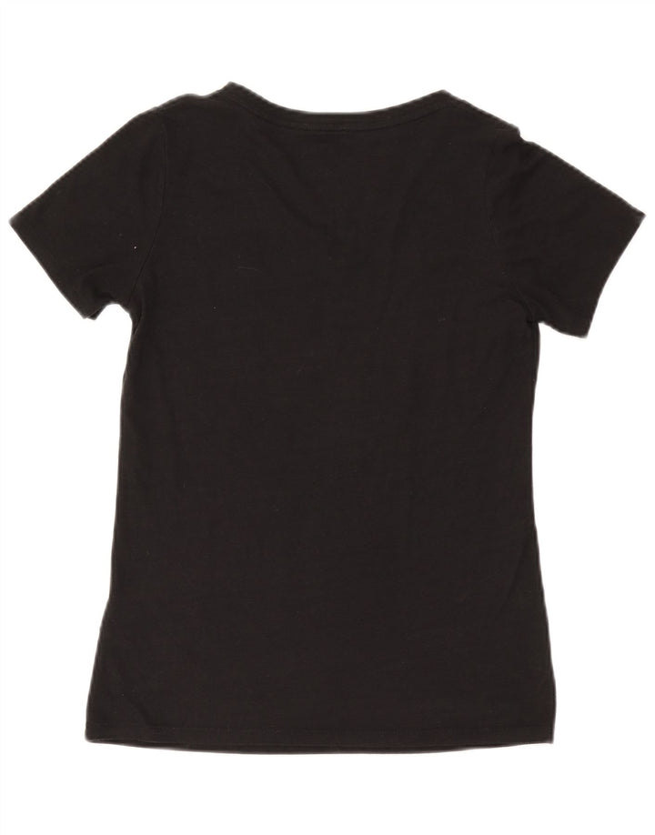 NIKE T-shirt grafica da donna con taglio atletico Top UK 10 Small Nero Poliestere