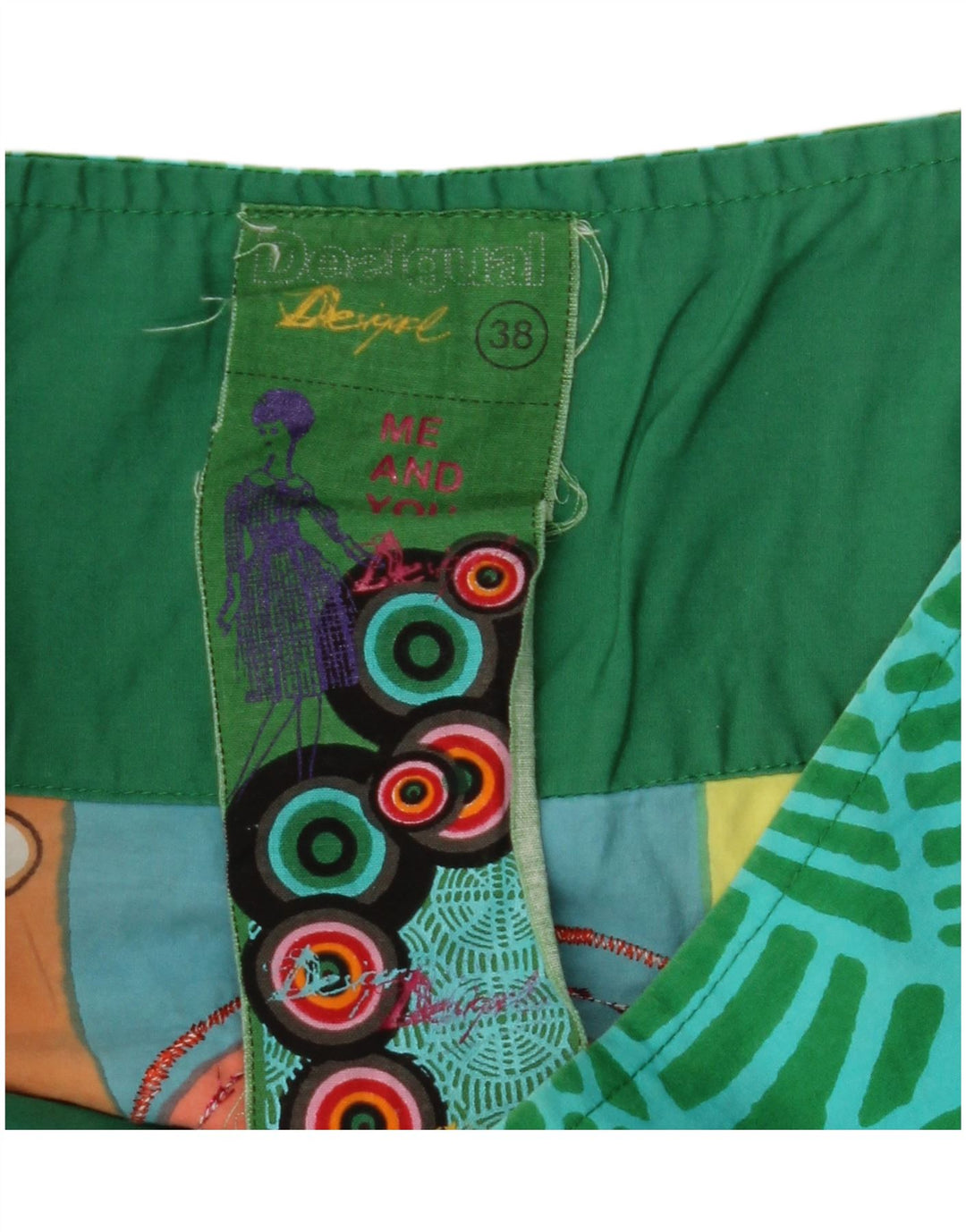 DESIGUAL Gonna a trapezio da donna EU 38 Media W28 Verde floreale