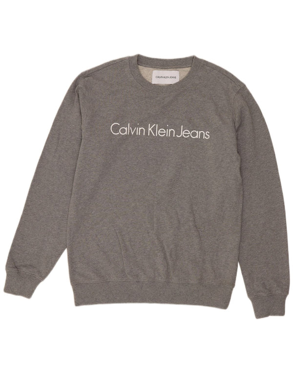 Calvin Klein Jeans Felpa grafica da uomo Maglione in cotone grigio medio