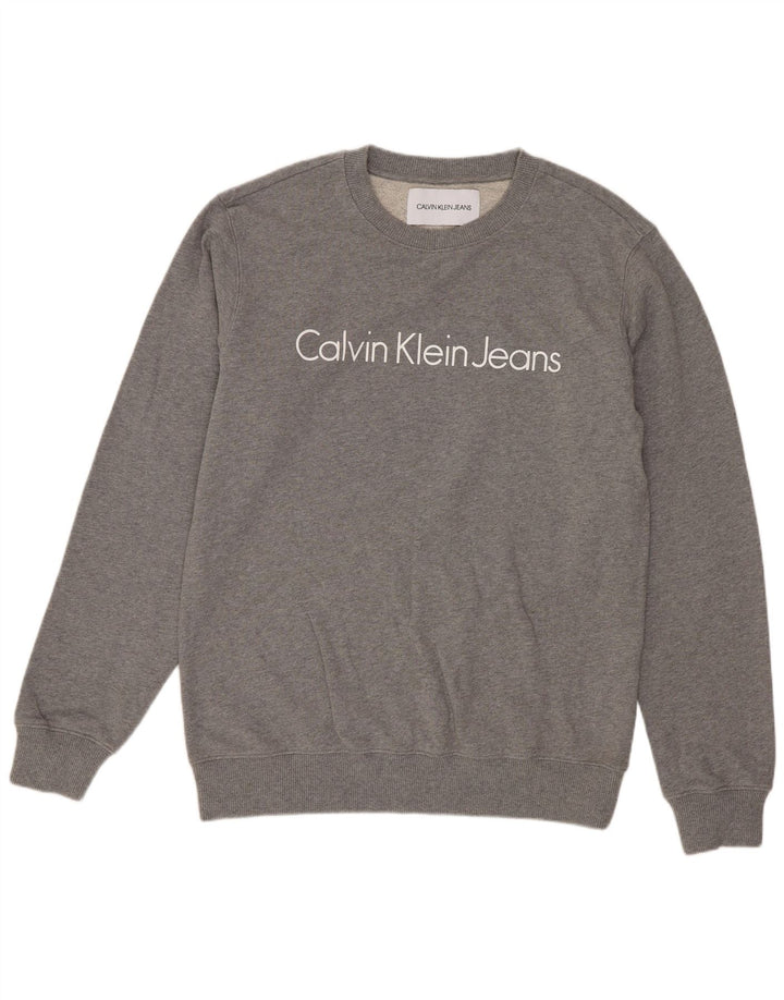 Calvin Klein Jeans Felpa grafica da uomo Maglione in cotone grigio medio