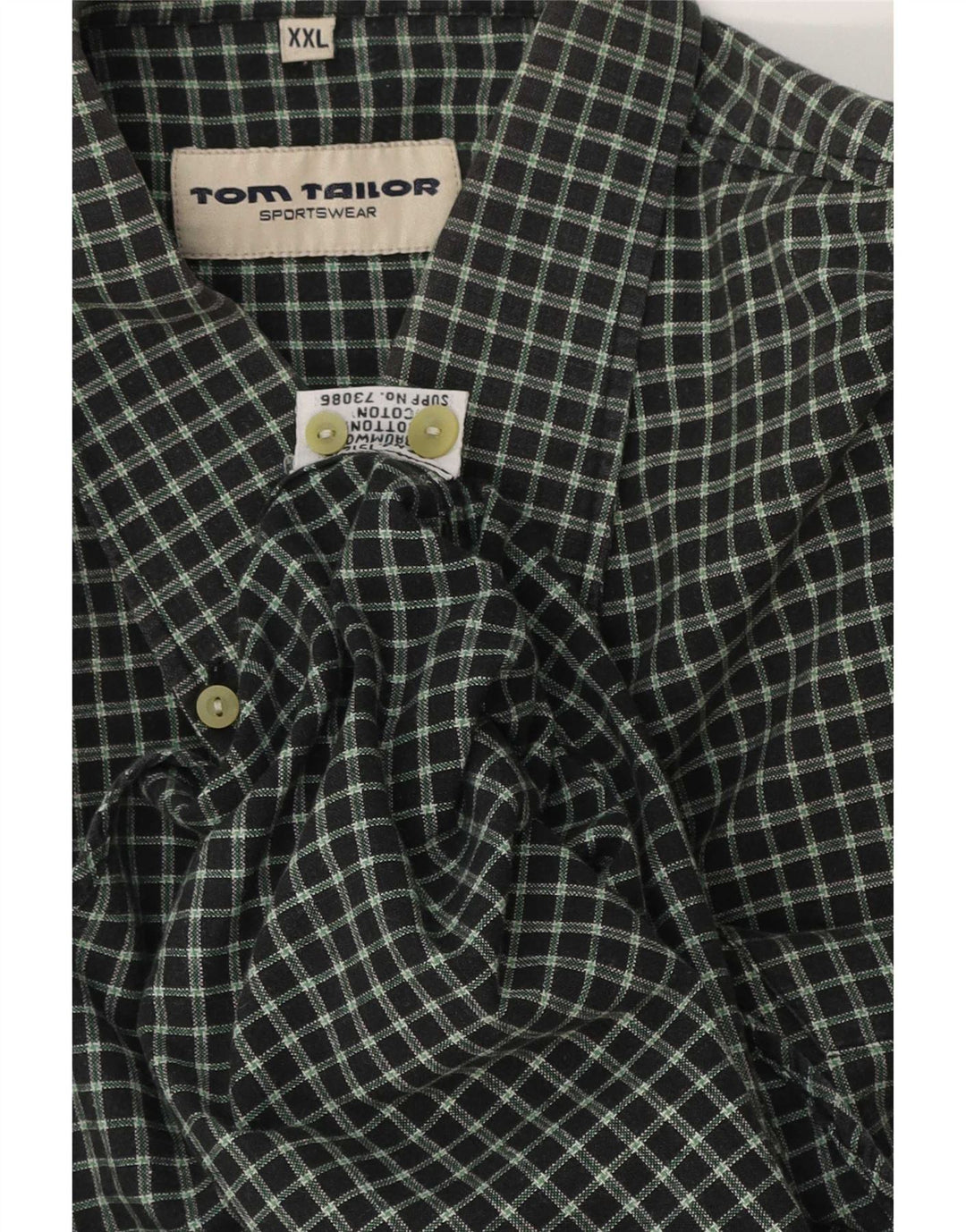 Camicia da uomo Tom Tailor 2XL in cotone a quadri verdi
