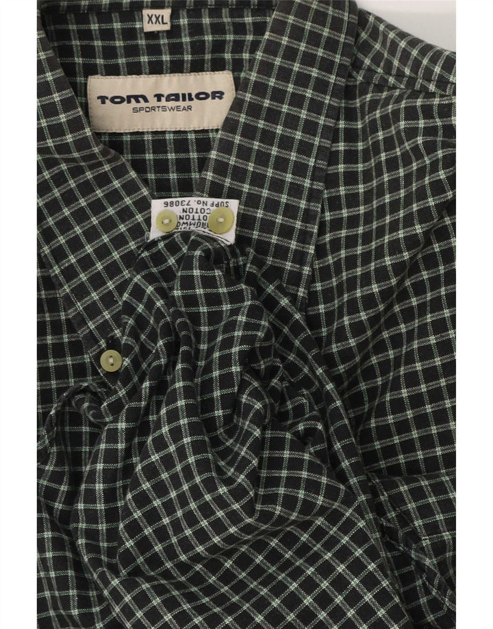 Camicia da uomo Tom Tailor 2XL in cotone a quadri verdi
