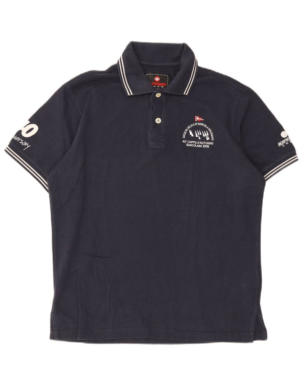 Polo grafica da uomo Murphy & Nye in cotone blu navy medio