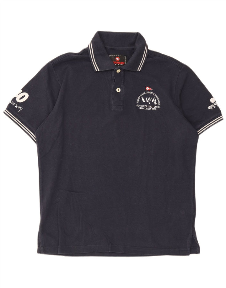 Polo grafica da uomo Murphy & Nye in cotone blu navy medio