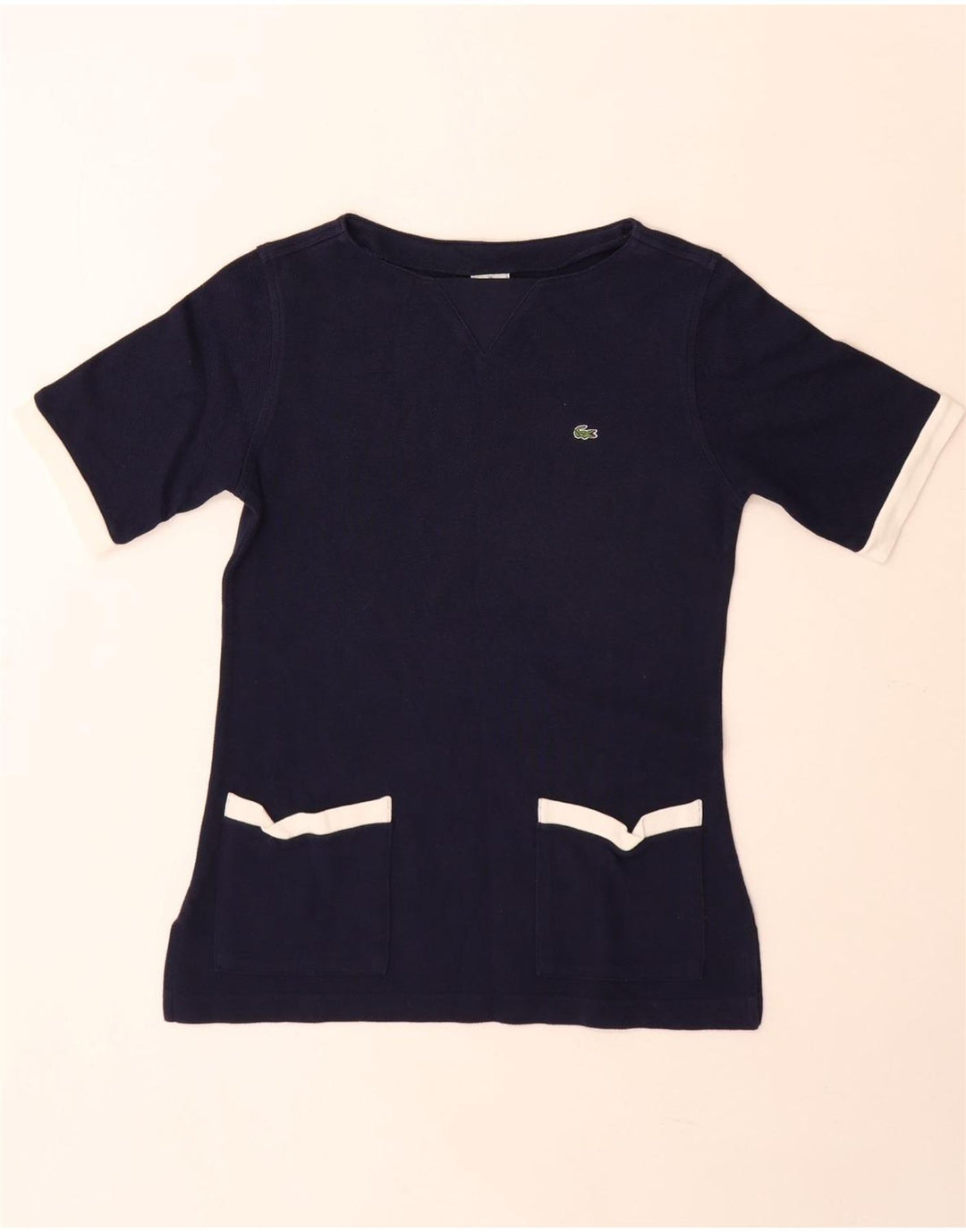 T-shirt da donna Lacoste taglia 39 media, cotone color block blu navy