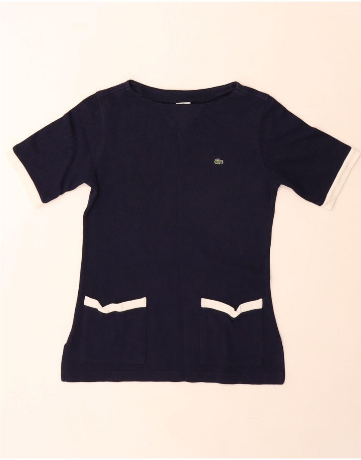 T-shirt da donna Lacoste taglia 39 media, cotone color block blu navy