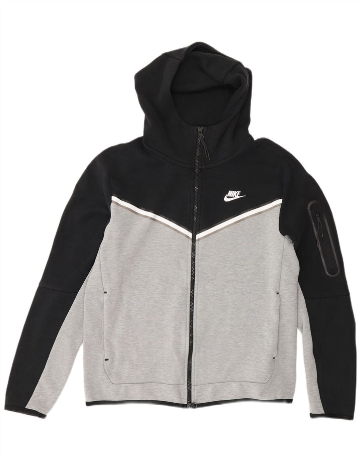 Felpa con cappuccio e zip Nike da uomo in cotone color block medio nero