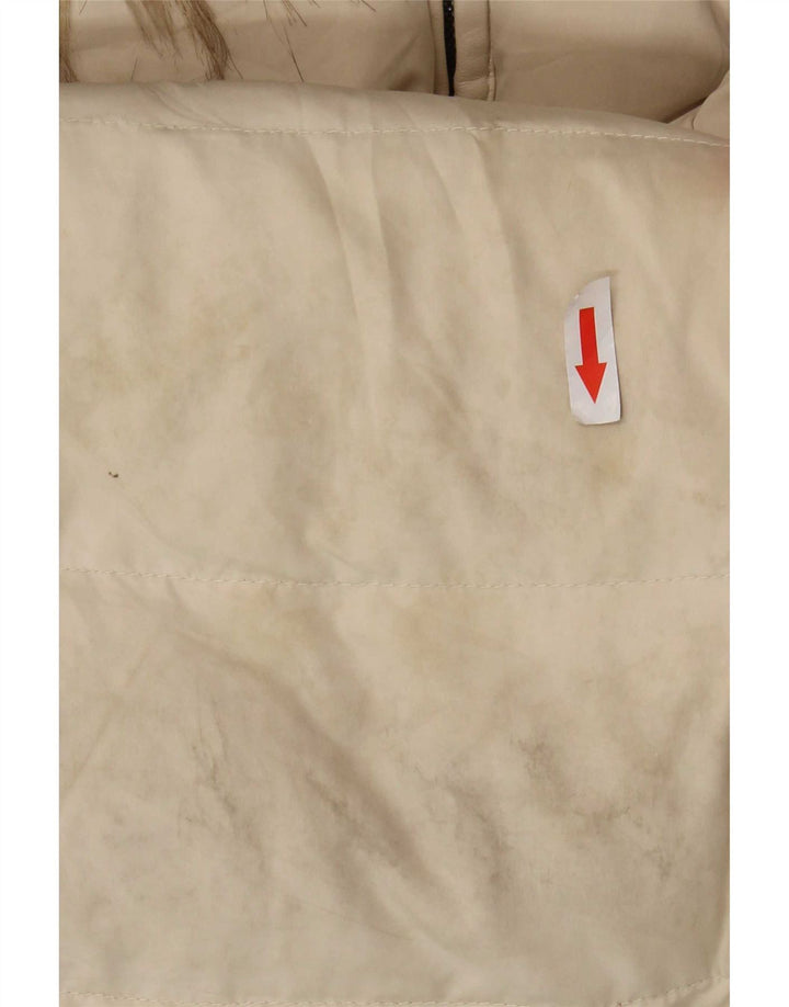 Cappotto imbottito da donna Zara UK 14 grande poliestere bianco sporco