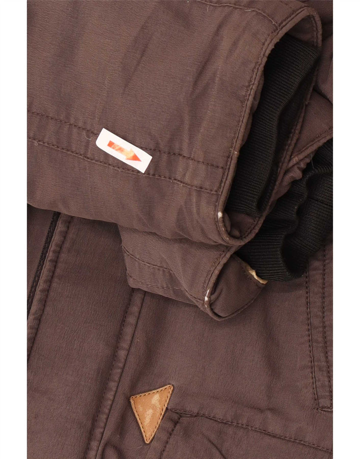 Blauer Giacca imbottita con cappuccio da uomo UK 36 Small Marrone Poliammide