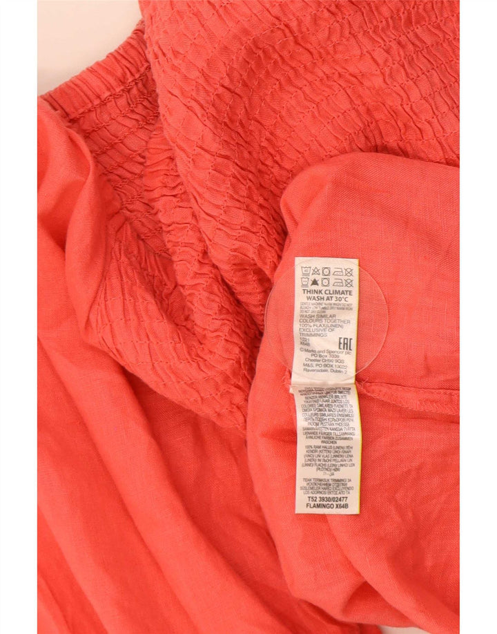 Top in camicetta con maniche a 3/4 da donna Marks & Spencer UK 16 grande lino rosso