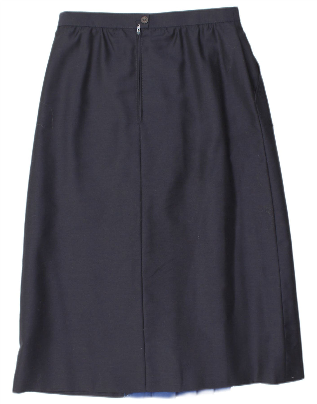 Gonna a trapezio a vita alta da donna VINTAGE EU 38 medio W28 blu navy