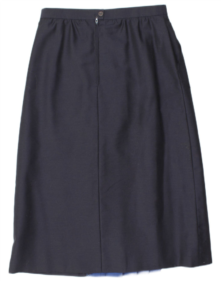 Gonna a trapezio a vita alta da donna VINTAGE EU 38 medio W28 blu navy