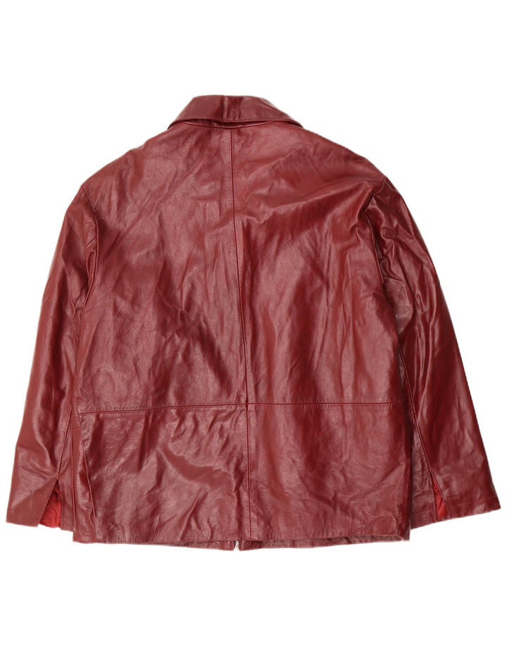 Giacca in pelle da donna VINTAGE UK 18 XL Borgogna