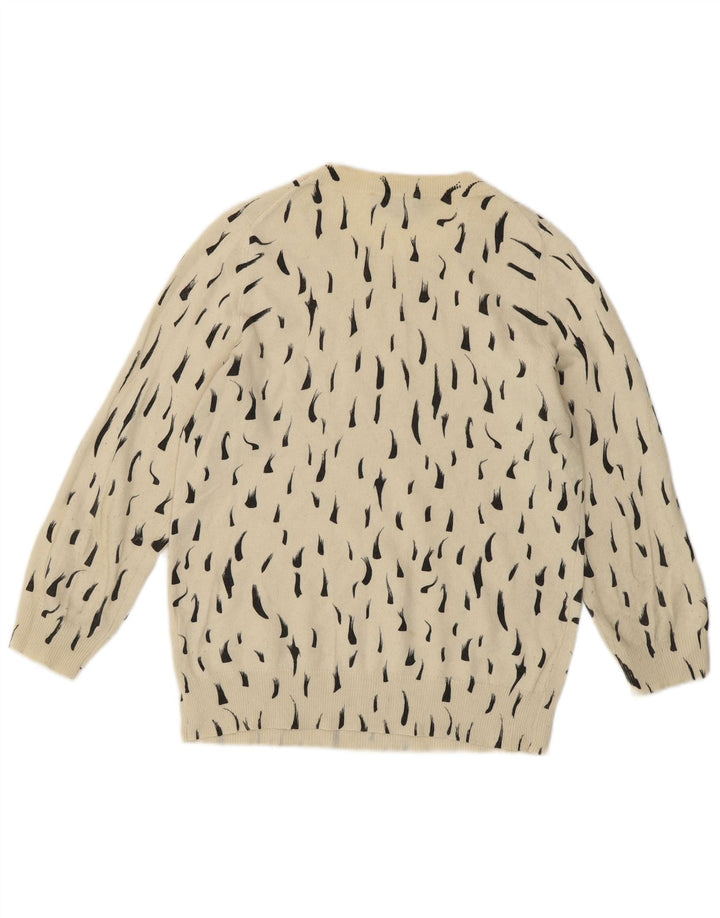 Maglione maglione girocollo da donna Jaeger UK 8 piccolo cotone maculato bianco sporco