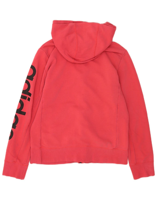 Felpa con cappuccio e zip grafica Adidas Climalite da donna UK 16/18 Large Rosa