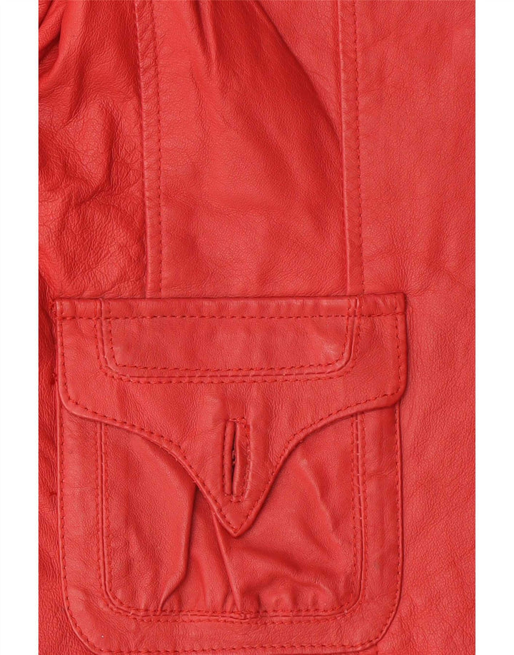 Giacca blazer vintage in pelle da donna a 6 bottoni IT 42 Rosso medio