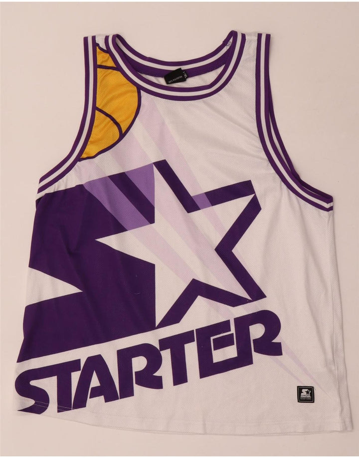 Canotta grafica da uomo Starter, grande, in poliestere color block bianco