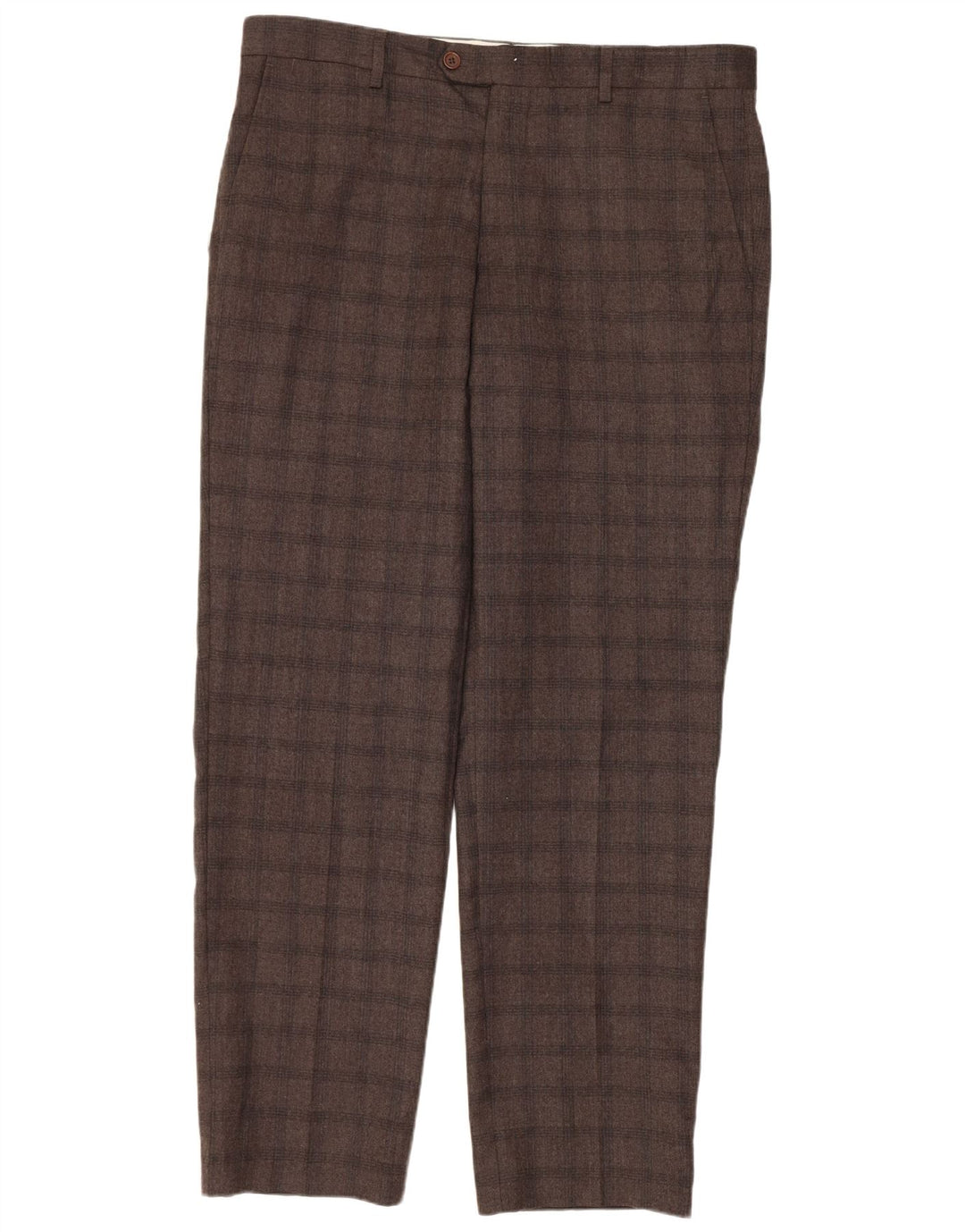 MARKS & SPENCER Pantaloni da abito su misura da uomo W34 L31 a quadri marroni
