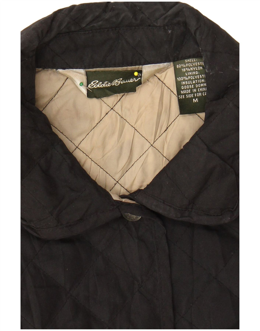 Giacca trapuntata da donna EDDIE BAUER UK 12 poliestere nero medio