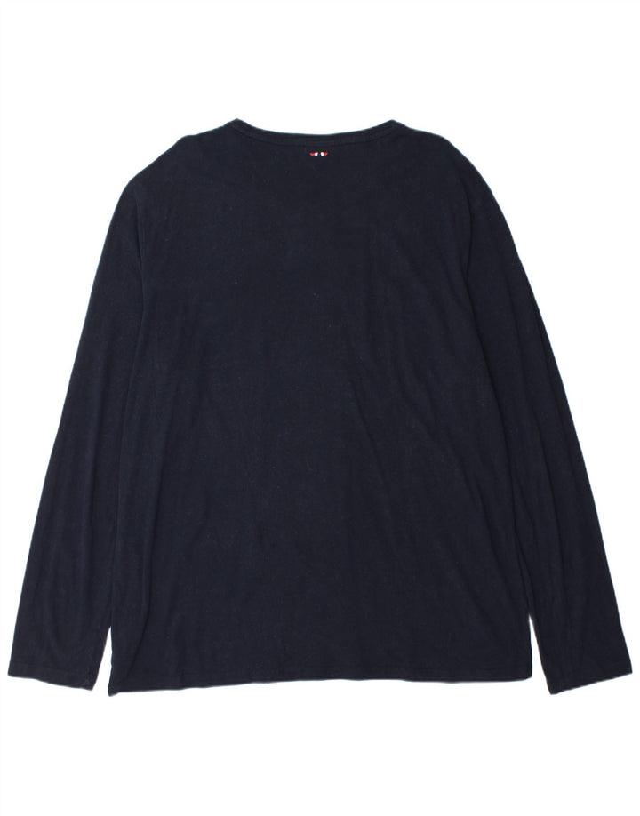 T-shirt grafica geografica da uomo NAPAPIJRI manica lunga 3XL cotone blu navy