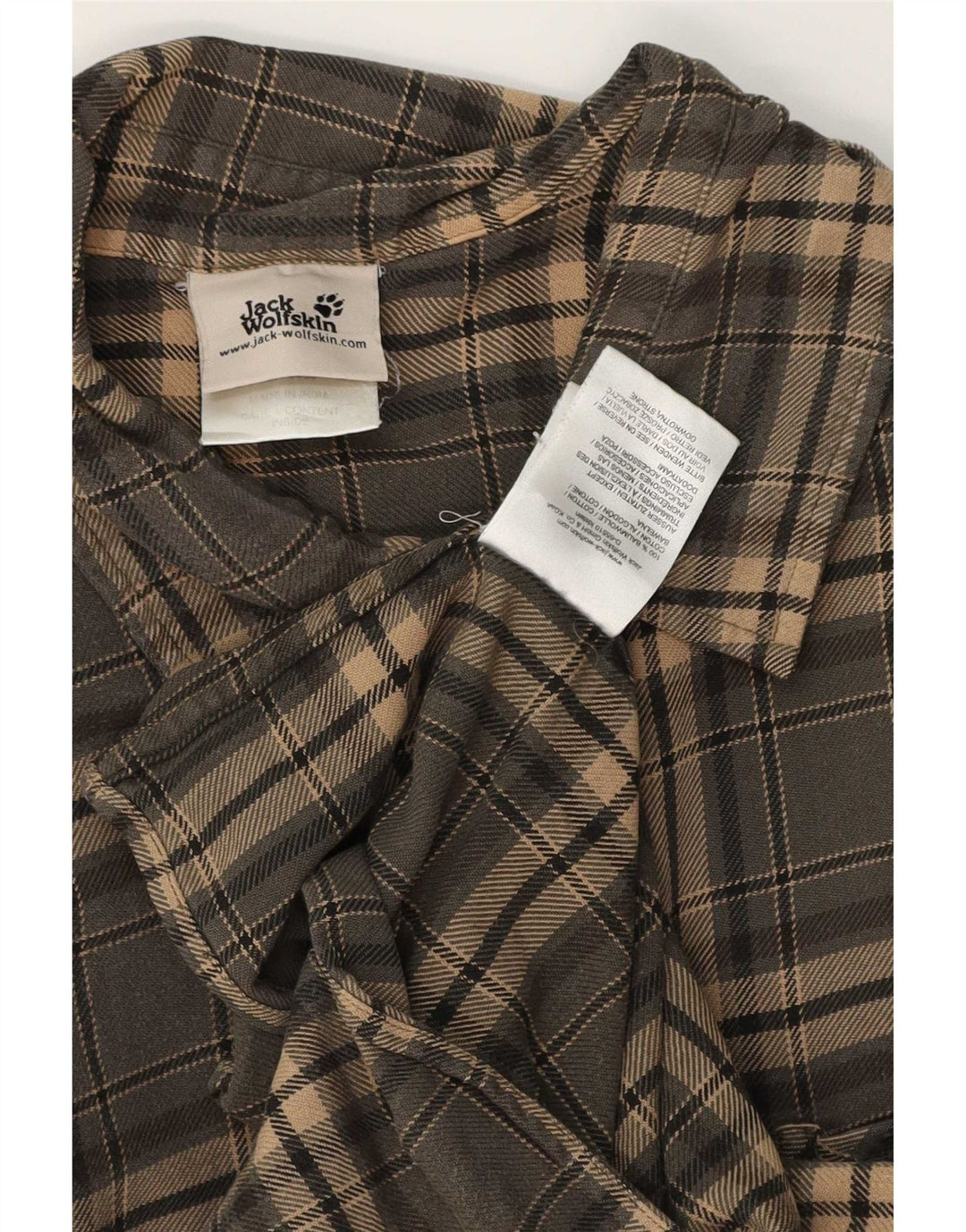 Camicia da uomo in flanella Jack Wolfskin XL in cotone a quadri grigi