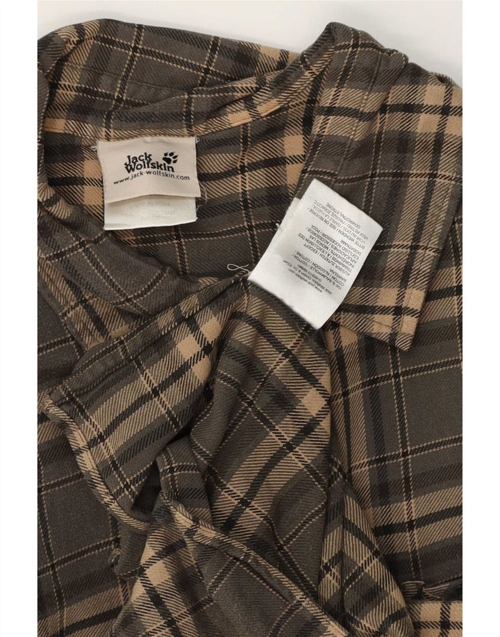 Camicia da uomo in flanella Jack Wolfskin XL in cotone a quadri grigi