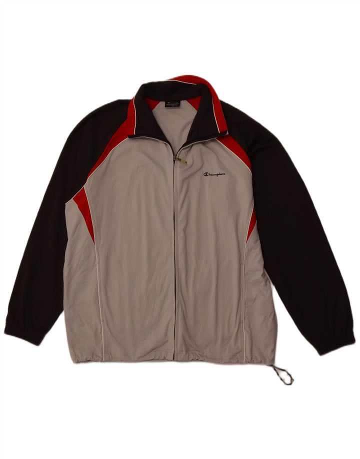 Giacca da tuta da uomo Champion, grande, in poliestere color block grigio