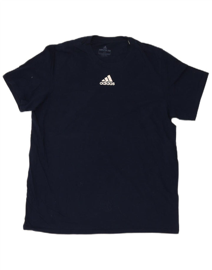 ADIDAS Mens T-Shirt Top Large Navy Blue Cotton